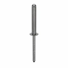 Inch-series domed-head blind rivet with 0.183" diameter, 2 10/21" length, 1 11/64" body length, and 2 15/32" overall length. Pack of 250. Used for fastening sheet metal, plastics, and composite materials in industrial assembly.
