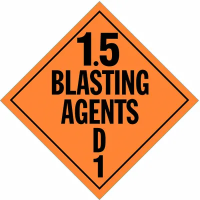 STRANCO Container Placard: 1.5 Blasting Agents D, 10 3/4 in x 10 3/4 in - Class 1: Explosives