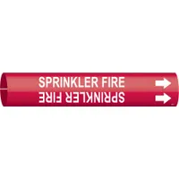 Pipe Marker: Sprinkler Fire, Red, White, Fits 2 1/2 to 3 7/8 in Pipe O.D., 1 Pipe Markers (MPN 4127-C)