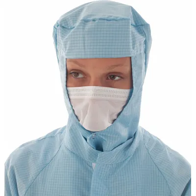 BIOCLEAN Face Veil: ISO 4 (Class 10) and above, Polyethylene, Non-Sterile, Bag, White - ISO 4 Non-Sterile Cleanroom Veils