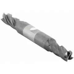 Double-end carbide square end mill with TiAlN coating for wear resistance. Features 4 flutes, 7/32" mill diameter, and 9/16" length of cut. Suitable for general milling, slotting, and profiling of ferrous and non-ferrous materials.