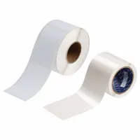 This kit contains white polyester labels with permanent adhesive for creating durable identification markings. The overlaminates protect labels in industrial environments, suitable for use on equipment, pipes, and panels