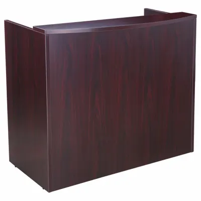 BOSS Reception Desk: Melamine, Mahogany, 41 1/2 in Overall Ht, 48 in Overall Wd - Reception Desks