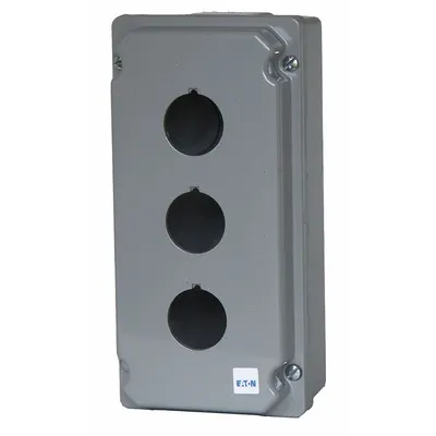 EATON Push Button Enclosure: 30mm, 3 Holes, Cast Zinc - Enclosures for 30mm Operators