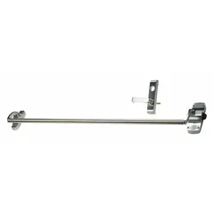 Rim-type exit device with crossbar push bar and lever outside trim, finished in chrome. Designed for use on commercial doors to provide safe emergency egress in facilities such as schools, hospitals, and office buildings.