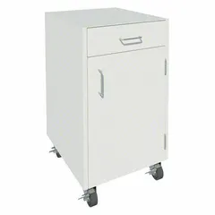 This steel mobile cabinet provides secure storage for tools, parts, and documents in industrial workshops, warehouses, and maintenance areas. It features one drawer and one door, with mobility for easy relocation near workstations.
