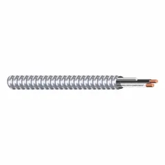 This SOUTHWIRE metal-clad cable consists of two 12 AWG copper conductors with THHN insulation, protected by an aluminum armor jacket. The 25-foot length is suited for branch-circuit wiring in commercial and industrial buildings, providing mechanical protection for power, lighting, and control circuits in exposed or concealed installations.