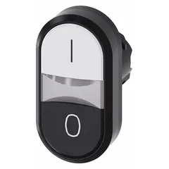 Non-illuminated, flush-profile push-button operator with two momentary actuators. Designed for 22 mm panel mounting, this non-metallic unit provides dual-function control for machine start/stop or other two-command applications in industrial control panels.