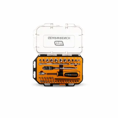 GEARWRENCH Socket Set: 1/4 in Drive, 39 Piece, 6-Point, SAE/Metric - SAE & Metric Socket Sets with Drive Tools
