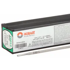 Carbon steel E6013 stick electrode for low-amperage sheet metal welding. Provides 60 ksi tensile strength and 48 ksi yield strength as welded. Suitable for light fabrication, repair, and general-purpose welding on carbon steel in flat and horizontal positions.