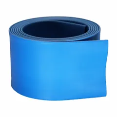 Standard heat shrink tubing with a 1.5 in inner diameter before shrinking and 0.75 in after shrinking, supplied in a 4 ft length. Blue color aids in wire identification and circuit coding. Used for insulating and protecting electrical connections in wiring applications.