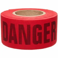 APPROVED VENDOR General Danger Messaging Barrier Tape, 3 in x 200 ft, Red Cotton with Black Danger Legend, MPN 91084