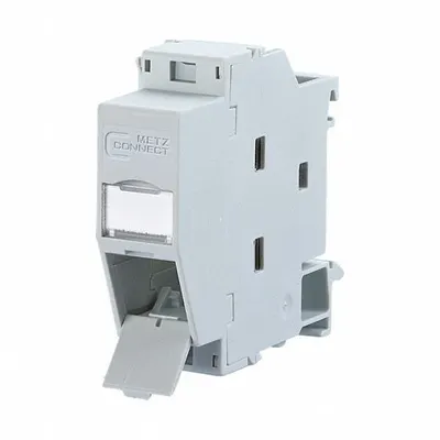 METZ CONNECT Rail-Mount Housing for RJ45 Connector, Polyamide, Light Gray, 45° - Rail-Mount Housings for RJ45 Connectors