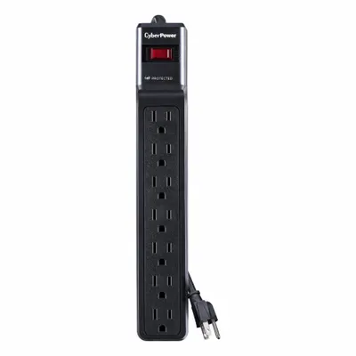 CYBER POWER Outlet Strip: 7 Outlets, 6 ft Cord Lg, 1,800 J Rated Energy, 15 A Current - General Purpose Surge Protectors