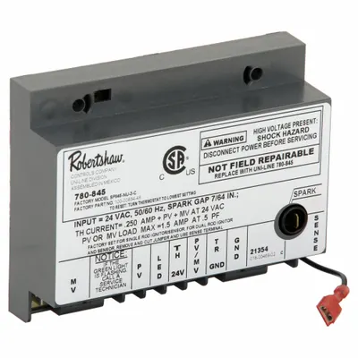 Robertshaw Ignition Control: Universal, 24V AC, 90 sec Lock Out, 6 min Pre-Purge - Intermittent Pilot Ignition Controls