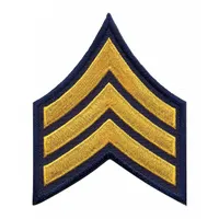 HEROS PRIDE Embroidered Patch: SGT, 3 in, Gold/Navy, Polyester/Rayon, Rank Insignia, 1 PR (MPN 5410S)