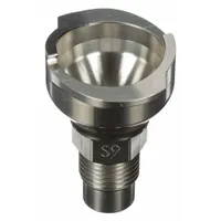 This stainless steel adapter connects PPS series disposable cups to spray guns. It features an S9 adapter type with M16x1.5 thread size. Used in automotive refinishing, industrial painting, and coating applications