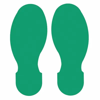 BRADY Floor Marking Tape: Footprint, Solid, Green, No Legend, 3 1/2 in x 10 in - Footprint-Shaped Floor Marking Tape