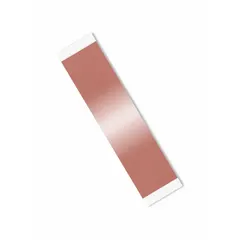General-purpose conducting electrical tape shape made of copper foil. Measures 3/4 in x 4 in with a 3.5 mil thickness and 600 V voltage rating. Used for grounding, shielding, and splicing in electrical applications requiring low resistance and EMI/RFI protection.