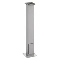 Carbon steel pedestal column for vertical support in industrial enclosures and control panels. Overall height 35 inches, width 6 inches, depth 6 inches. Provides stable mounting for electrical components and wiring.