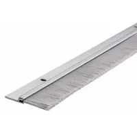 This aluminum door sweep with brush insert seals the gap at the bottom of a door to block drafts, dust, and insects. It measures 36 inches in length and 1 7/8 inches in width, suitable for standard door bottom sealing applications in commercial and industrial settings