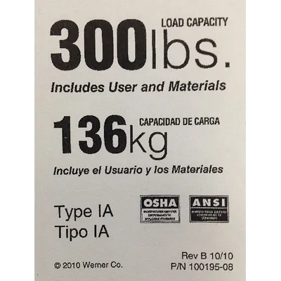 WERNER Duty Rating Label Replacement - Material Handling Parts