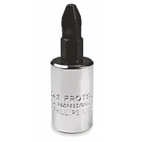 PROTO Socket Bit: 3/8 in Drive Size, Phillips Tip, #3 Tip Size, 1 31/32 in Overall Lg, Fixed Insert (MPN J5242)