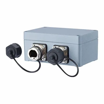 METZ CONNECT Data Connector Outlet: Surface, Aluminum, 180° Mounting Angle, 2 Ports - Surface-Mount Industrial Data Connector Housings