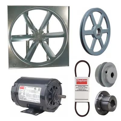 Dayton Belt-Drive Panel Supply Fan with Drive Package - Belt-Drive Panel Supply Fans with Drive Package