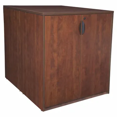 REGENCY Office Desk: Melamine, Cherry, 0 Pedestals, 2 Drawers, 36 in Overall Wd - Counter-Height Desks