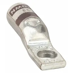 One-hole compression lug for terminating stranded copper wire from 3 AWG to 2 AWG onto a 1/4 in stud. Constructed of copper for low-resistance connections. Used in electrical panels, switchgear, and motor control centers.