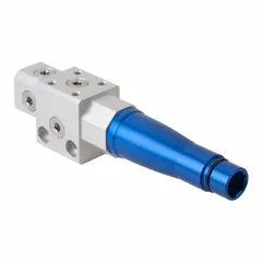 Vacuum generator from the Schmalz SBP series, designed for generating vacuum using compressed air in industrial automation. Features a 1/4 in G female connection and a maximum supply pressure of 6 bar. Suitable for pick-and-place, material handling, and other vacuum applications.