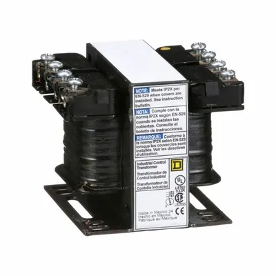 SCHNEIDER Control Transformer: 600V AC, 120V AC, Plate, 50 VA - Finger-Safe, Open Core Control Transformers