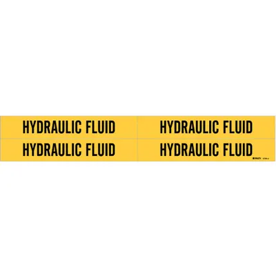 BRADY Pipe Marker: Hydraulic Fluid, Yellow, Black, Fits 3/4 to 2 3/8 in Pipe O.D. - Hydraulic Fluid Adhesive Pipe Markers