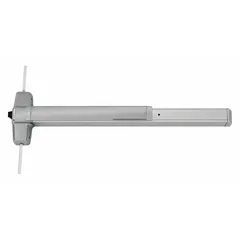 Surface vertical rod exit device with touchbar for doors up to 3 ft wide. Chrome finish. Used in commercial and industrial facilities for code-compliant emergency egress.