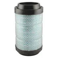 Round cabin air filter with paper media and radial seal design. Captures airborne contaminants in vehicle cabins. Compatible with New Holland construction equipment
