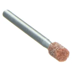 General-purpose mounted point for deburring and finishing carbon steel. Features 60-grit aluminum oxide abrasive in a W152 shape. Suitable for contour work and cleaning weld beads in metal fabrication and maintenance applications.