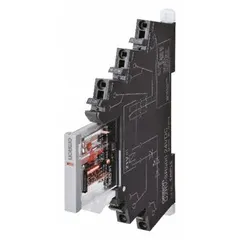 Pre-assembled relay and socket unit with spring terminal (push-in) electrical connection. Rated for 110V AC, designed for DIN Rail mounting. Suitable for industrial control panels, automation systems, and signal switching applications.