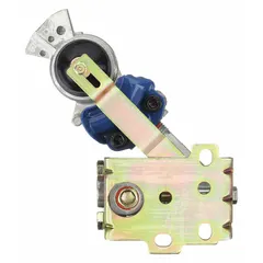 Aluminum service gladhand with 45° angle and 3/8"-18 thread size. Rated for 120 psi maximum working pressure at 70°F. Does not include shut-off. Used to connect air brake service lines between tractor and trailer in heavy-duty trucking.