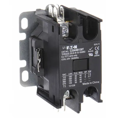 EATON Definite Purpose Magnetic Contactor: 1 Poles, 208-240V AC, 40 A - Non-Reversing Definite Purpose Contactors
