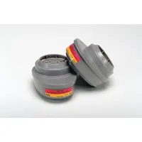 NIOSH-rated combination cartridge/filter for chlorine dioxide (CD). Bayonet connection type, magenta color code. Compatible with MSA Advantage 420 Series reusable respirators. Sold as a 2-pack
