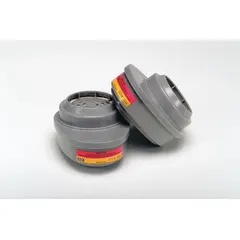 NIOSH-rated combination cartridge/filter for chlorine dioxide (CD). Bayonet connection type, magenta color code. Compatible with MSA Advantage 420 Series reusable respirators. Sold as a 2-pack.