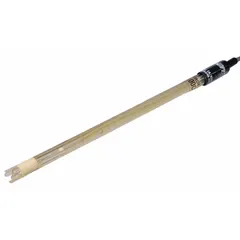 pH electrode with a round epoxy body and single junction for general-purpose pH measurement in water-based solutions. Features a BNC connector, 0.76 m cable, and 1/4 in diameter. Suitable for laboratory and industrial testing across the full 0 to 14 pH range.