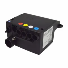This black plastic control box is designed for use in healthcare beds. It is compatible with Span America systems and replaces manufacturer part number QD8250. The unit provides control functionality for bed adjustment and patient positioning in medical environments.