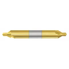 APPROVED VENDOR #7 Plain-Tip Center Drill, 60°, TiN Coated Carbide, Double End, 3 1/4 in Overall Length