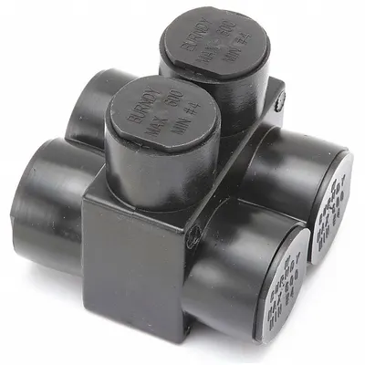 BURNDY Multitap Connector: 2 Port, Double-Sided Entry, 4 AWG – 600 kcmil Wire Size - Dry-Location Double-Sided Entry Multitap Connectors