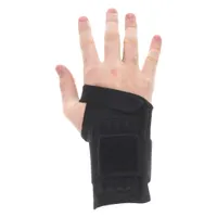 Ambidextrous wrist support in size M, fitting wrists 6-1/4 to 6-3/4 in. Black ergonomic support with double strap design for adjustable compression. Used in industrial, warehouse, and assembly settings to help reduce strain during repetitive tasks or light duty