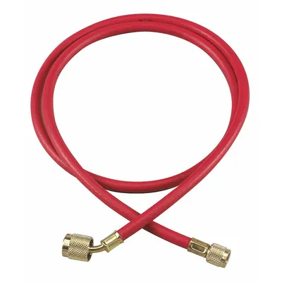 YELLOW JACKET Hose: 25 ft Lg, 45° Angle, Red, Rubber - Charging Hoses