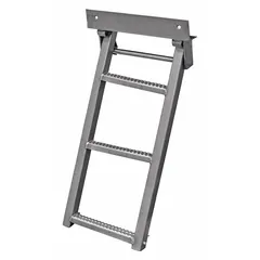 Stainless steel retractable truck step with a non-slip tread, 2 1/4 in step depth, and silver finish. Provides a secure stepping surface for accessing truck cabs, trailers, or equipment in fleet and vehicle maintenance applications.