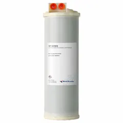 This polishing cartridge contains ResinTech MBD-10-LTOC low-organic mixed-bed ion exchange resin for removal of ions and organics. Designed for prefiltered water feed, it delivers a flow rate of 0.66 gpm. Suitable for ultrapure water polishing in laboratory or industrial applications.